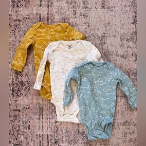 Carter's Baby Animal Print Bodysuits - Blue, White, Yellow